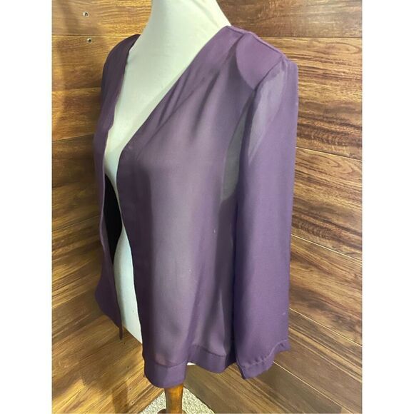 Channa Vintage Semi-Sheer Plum Open Blazer Long Sleeve Size Large - Picture 10 of 13